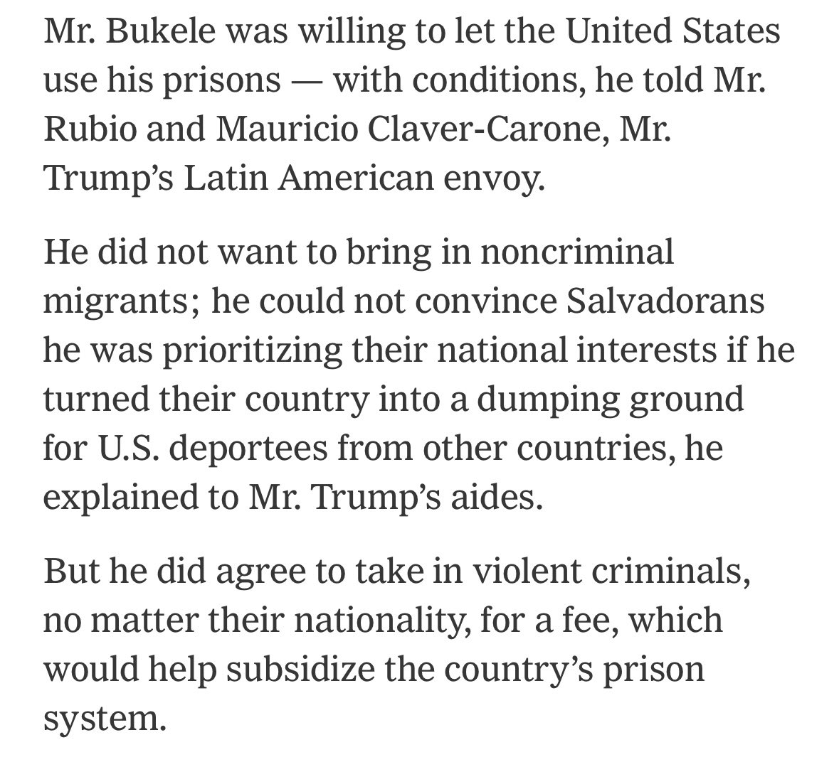 Wow. Trump’s deal with Bukele was for convicted criminals only, but Bukele quickly realized that’s not who he was getting: