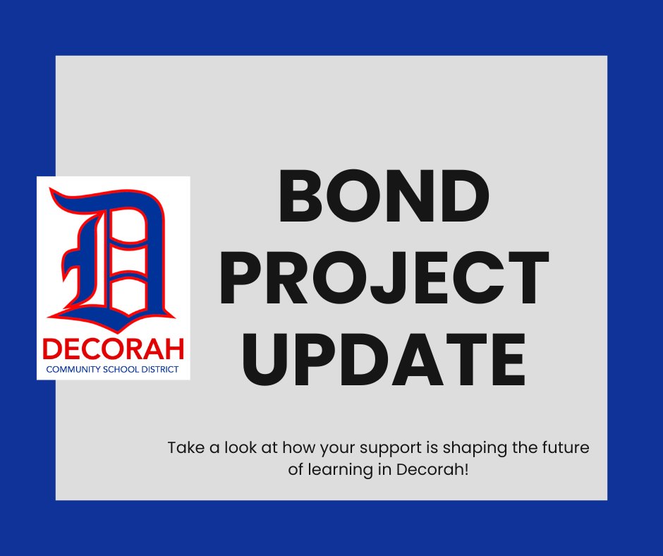 Since the successful November bond vote, so much has been happening behind the scenes—and we’re excited to share the latest updates with you!  Take a look at how your support is shaping the future of learning in Decorah. Visit decorahelementaryupdates.org/newsletters to explore the newest update!