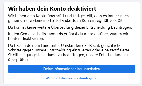 Facebook hat den Waschbären raus geworfen, weil er gegen "Standards" verstößt.

???