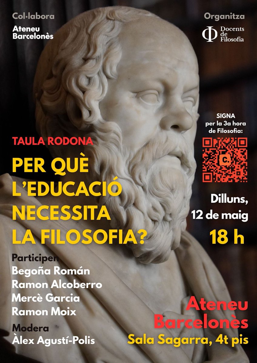 Taula rodona a l'Ateneu Barcelonès. "Perquè l'educació necessita la filosofia?"