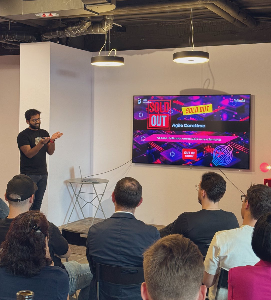 Join our <a href="/PolimecProtocol/">Polimec</a> meetup in Zug
🫵 

1️⃣ <a href="/0xnavkumar/">Nav</a> gave a 10/10 intro to <a href="/UngateAI/">UNGATE</a> 🕵️‍♂️

2️⃣ <a href="/DrW3RK/">Radha</a> from <a href="/Web3foundation/">Web3 Foundation</a> doing a <a href="/Polkadot/">Polkadot</a> core giveaway. 🎉😆

3️⃣ <a href="/Flavio_leMec/">flavio</a> - Polimec updates next 🔥

4️⃣ <a href="/tugytur/">tugy</a> being sad he cannot play Counterstrike with the gang 😭