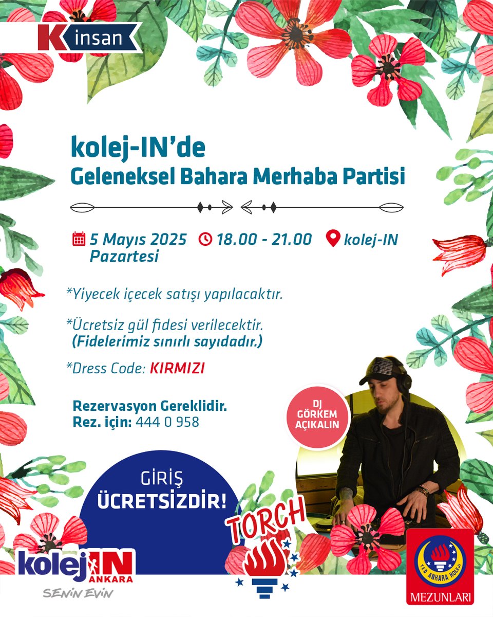 kolej-IN’de Geleneksel Bahara Merhaba Partisi’ne hazır mısınız? 🌸🥳

Kayıt ve Bilgi için: 444 0 958