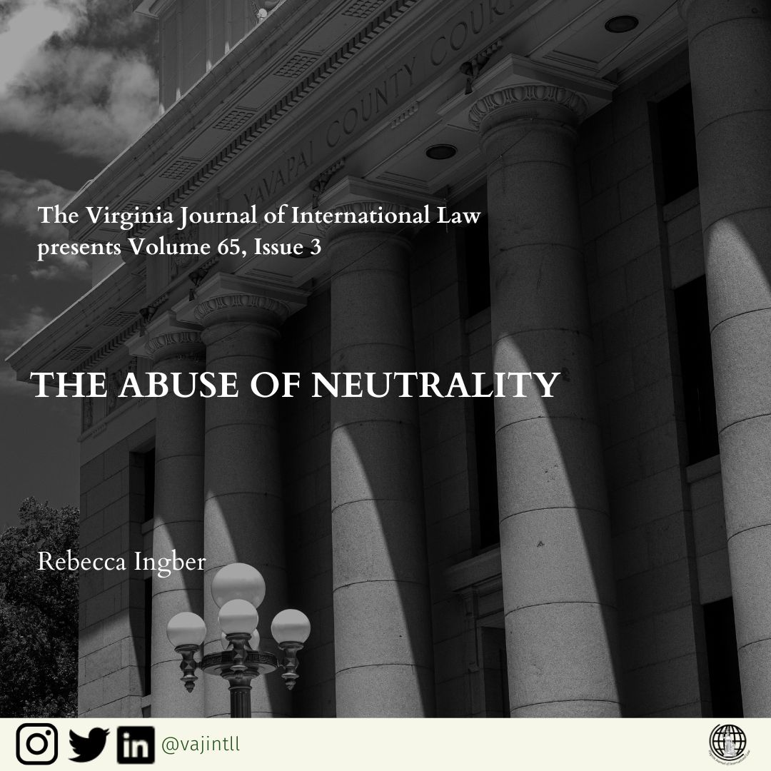 VJIL presents Volume 65, Issue 3! You can read Rebecca Ingber's latest article below:

vjil.org/the-abuse-of-n…