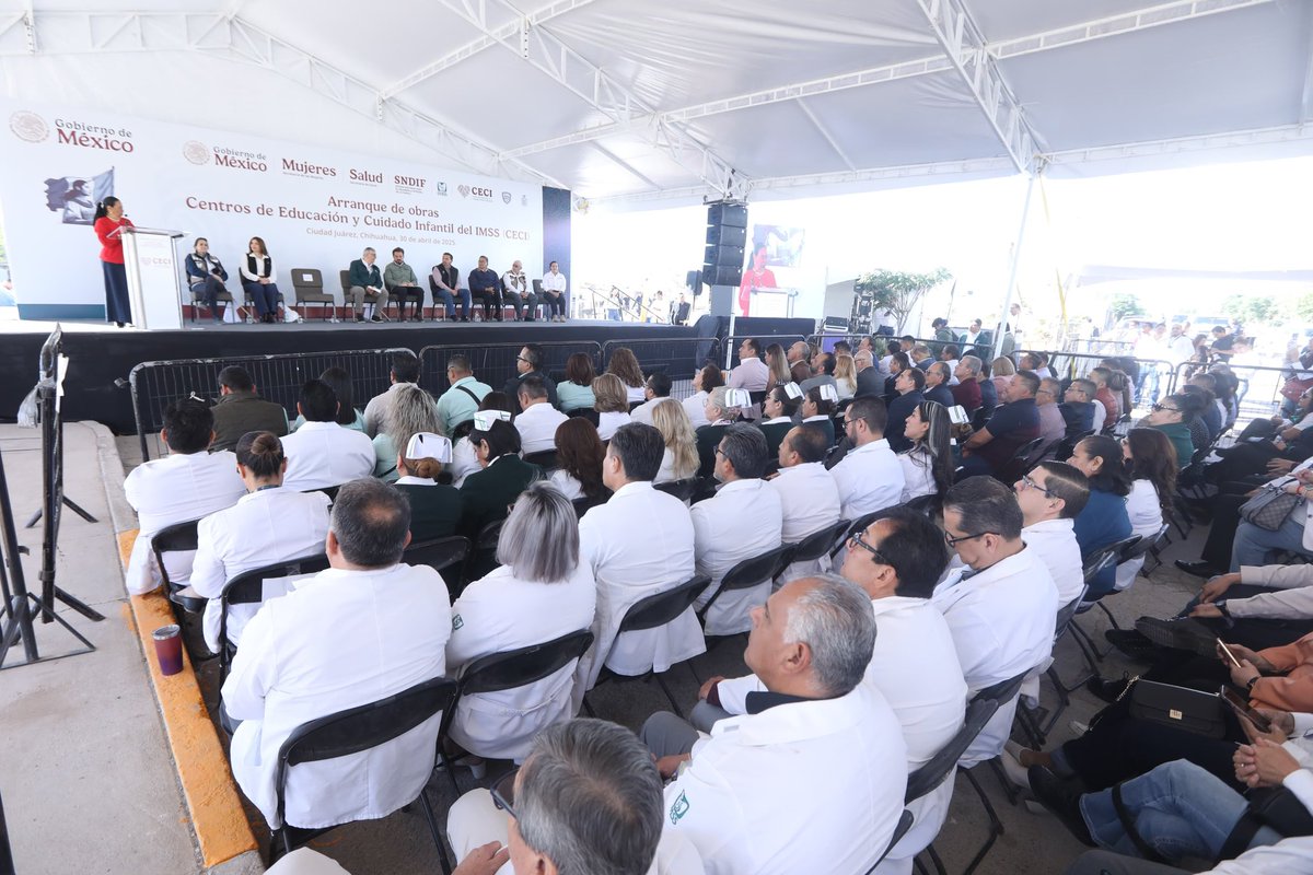 Esta mañana, nos enlazamos a la #MañaneraDelPueblo con la presidenta <a href="/Claudiashein/">Claudia Sheinbaum Pardo</a>, para el arranque de construcción de los primeros cinco Centros de Educación y Cuidado Infantil #CECI_IMSS en Ciudad Juárez, #Chihuahua.👷

Hoy que se celebra el día de la niñez es un gran momento