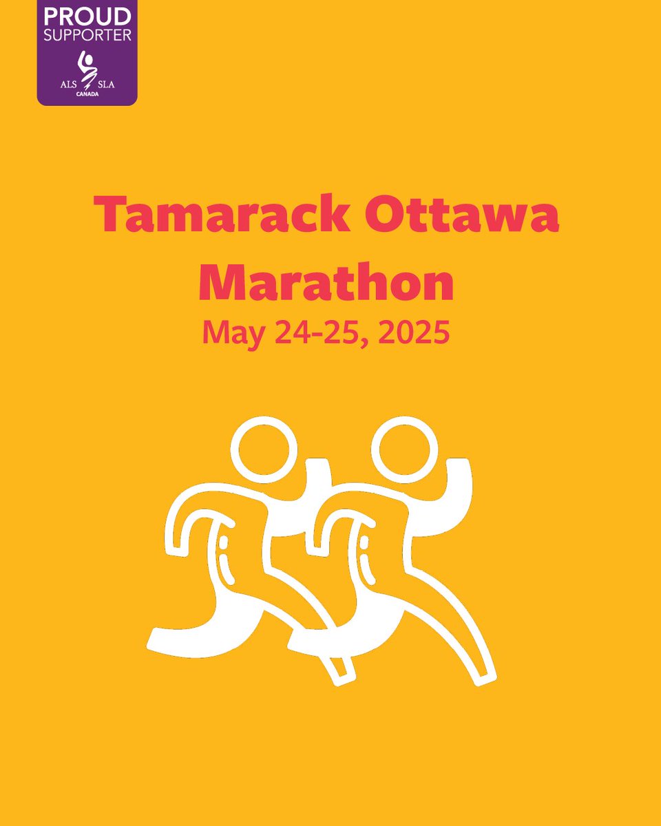 📣Calling all Ottawa-area running enthusiasts – there's still time to register for the Tamarack Ottawa Race Weekend! 

This May 24-25, join #TeamALS and make a positive impact on our community while having fun. To register, visit:visit: bit.ly/44JMGH. #TeamALS