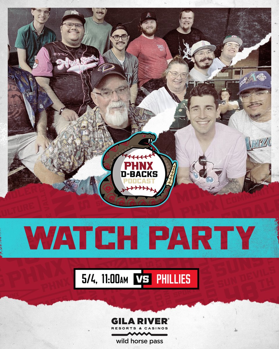 DIAMONDBACKS FANS 🐍 

We're getting the crew together to watch the D-backs take on the Phillies on May 4th at <a href="/PlayAtGila/">Gila River Resorts & Casinos</a> - Wild Horse Pass!

Join us: gophnx.com/event/phnx-dia…