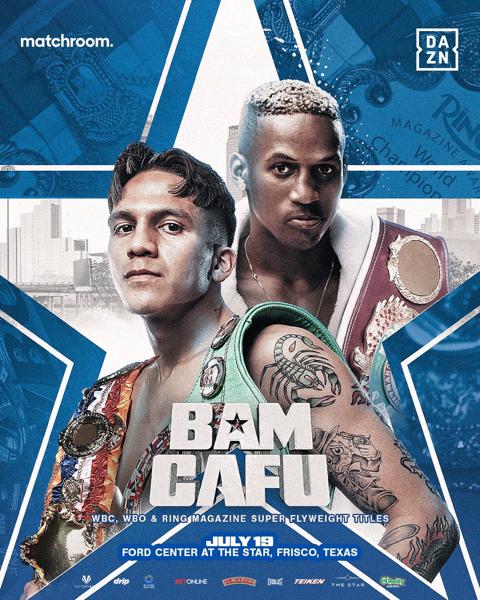 Get ready for a summer showdown at Ford Center! 🥊⭐

Boxing is BACK at #TheStarInFrisco, and in a BIG way! World ruler, WBC and Ring Magazine king Jesse ‘Bam’ Rodriguez will face WBO champion Phumelele Cafu on July 19 in a blockbuster unification battle at Ford Center!

Stay