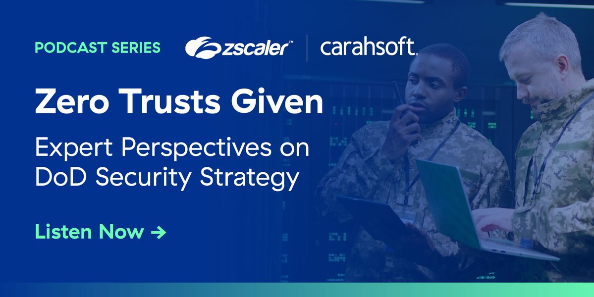 Carahsoft (@carahsoft) on Twitter photo How are <a href="/DeptofDefense/">Department of Defense 🇺🇸</a> agencies advancing cyber? Dive into @Zscaler's podcast series to learn how its solutions have helped protect mission-critical systems: carah.io/f796c How are <a href="/DeptofDefense/">Department of Defense 🇺🇸</a> agencies advancing cyber? Dive into @Zscaler's podcast series to learn how its solutions have helped protect mission-critical systems: carah.io/f796c
