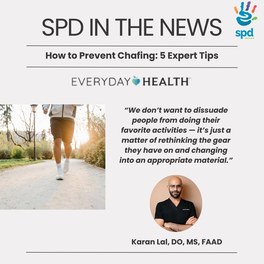 Rising temps = rising risk of chafing. 😣 SPD member,  Karan Lal, DO, MS, FAAD, shares expert tips to prevent and treat it this season—from smart clothing choices to anti-chafing tools.

Stay irritation-free all summer long! ☀️ tinyurl.com/53m3unde