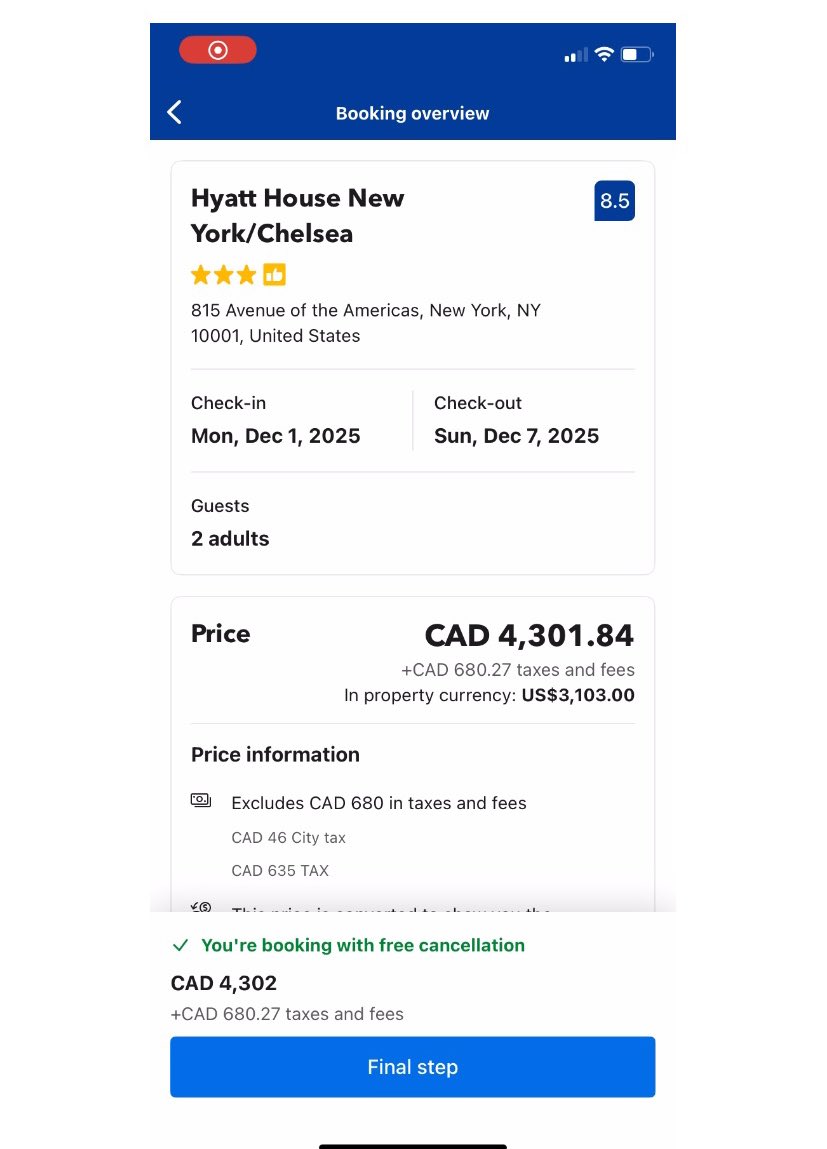 MehtaMoushmi's tweet photo. PSA: I got SCAMMED by @bookingcom for a hotel reservation made at Hyatt House in New York. I filtered for free cancellation hotels &amp; it showed me this hotel with a free cancellation &amp; no prepayment option but I was charged the FULL PRICE (1/3) @Hyatt @HyattConcierge https://t.co/nFKKbyOEU1