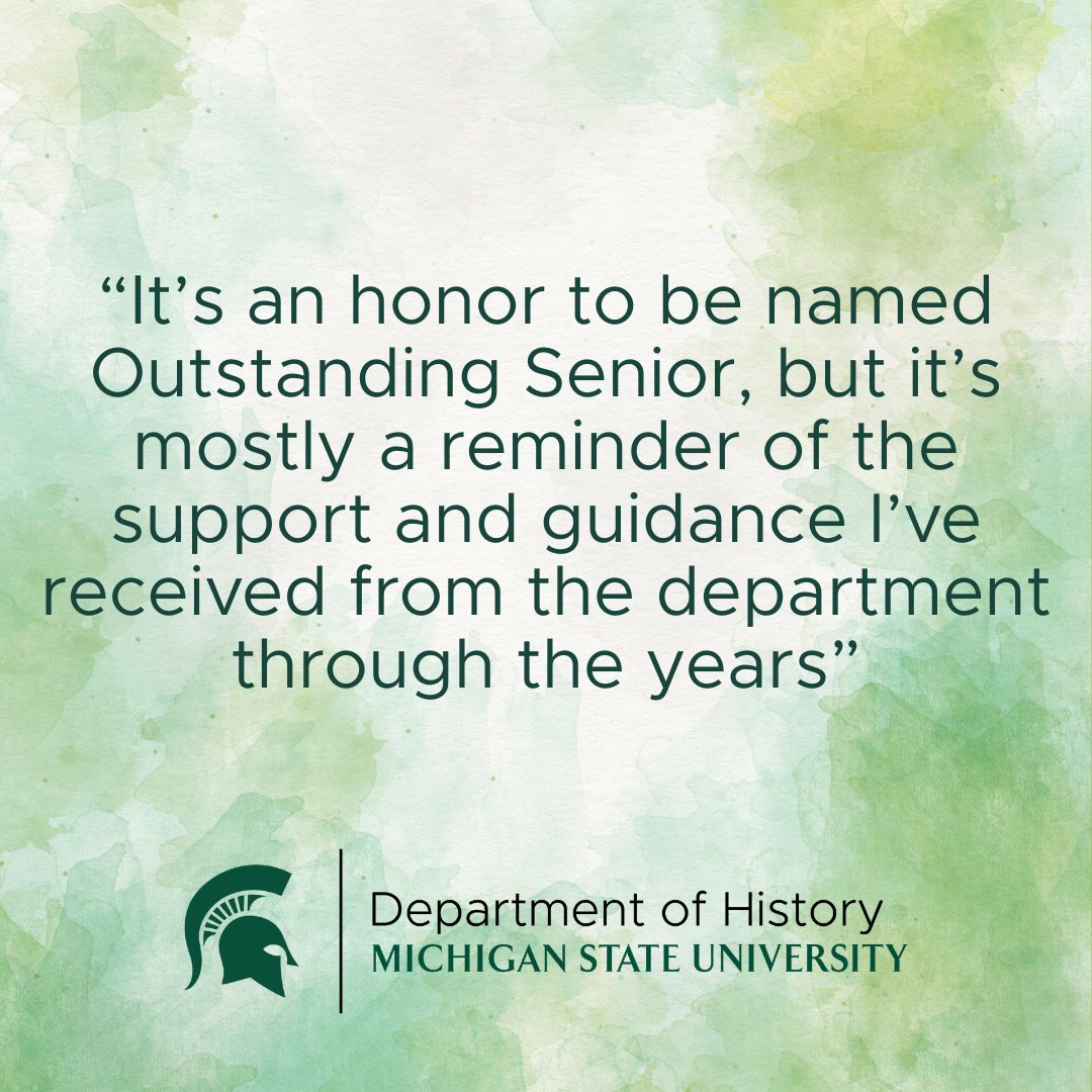 MSU_HistoryDept's tweet image. We send our major congratulations to Anna LePage who has been named the 2025 History Outstanding Senior. Anna will graduate this weekend with a degree in history and minors in peace and justice studies and philosophy. 

spr.ly/60102vvXu

#MSUHistory #SpartanGrad25
