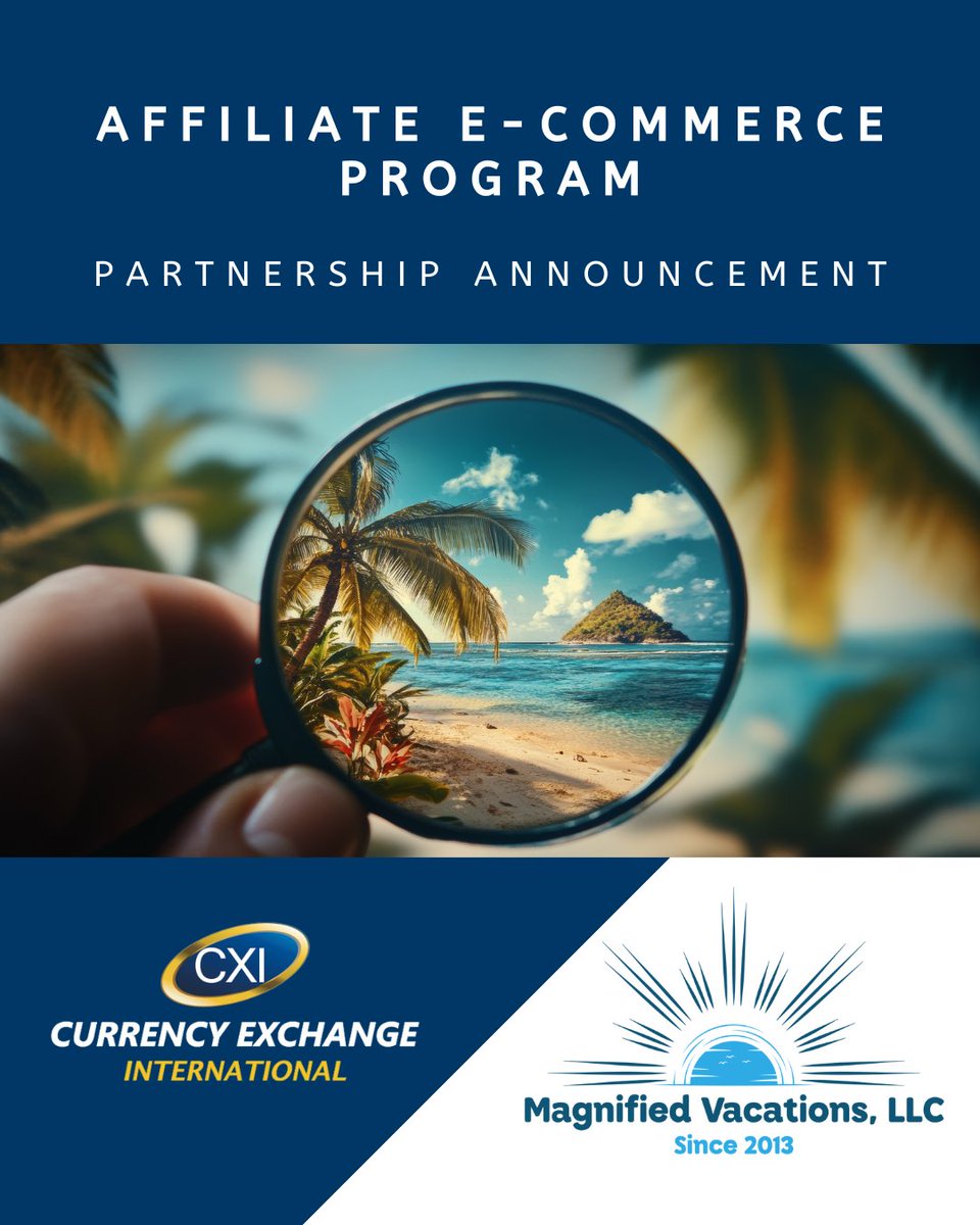 NEW Partnership Announcement!🤝

We’re excited to announce our new partnership with Magnified Vacations LLC – a trusted community of adventurers who explore the world with purpose and passion.

Read More: hubs.la/Q03ktkb80
#CXI #MagnifiedVacations #TravelMoney