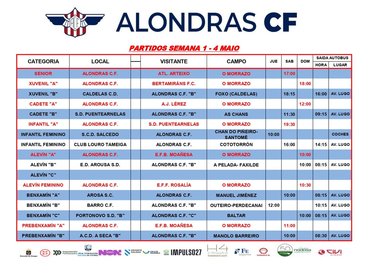 Partidos da nosa canteira! ♥️🤍

Consulta a programación deportiva do noso fútbol base para esta fin de semana.
⬇️