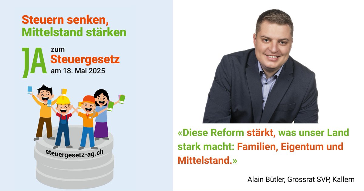 Diese Reform stärkt, was unser Land stark macht: Familien, Eigentum und Mittelstand.

Ja zum #Steuergesetz! 
Am 18. Mai 2025