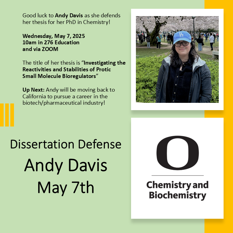 uoCHandBIC's tweet image. Upcoming Thesis Defense - Andy Davis, Pluth Lab - Wednesday, May 7th @ 10am in 276 Education and via Zoom tinyurl.com/4mc5fx58