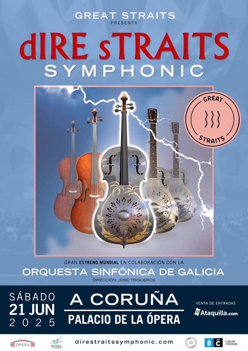 El próximo 21 de junio llega el espectáculo dIRE sTRAITS Symphonic con <a href="/OscarRosendePaz/">Óscar Rosende🔻</a> <a href="/gREAT_sTRAITS/">gREAT sTRAITS</a>  y <a href="/OSGgalicia/">Sinfónica de Galicia</a> con <a href="/TriguerosOSG/">José Trigueros</a> y en el que podrás escuchar los temas de #DireStraits como nunca antes.

Compra tus entradas en 👇
bit.ly/direstraitssin…