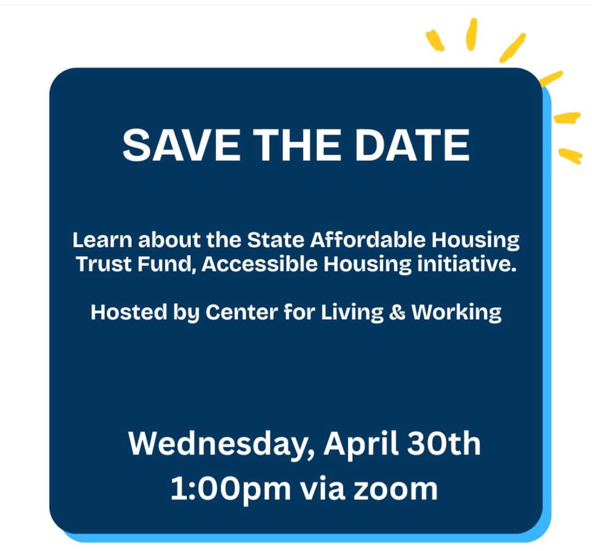 Glad to be on this zoom call organized by @centerforlivingandworking to learn more about the State’s  Affordable Housing Trust Fund and initiative that may make affordable accessible housing possible for Worcester residents.
