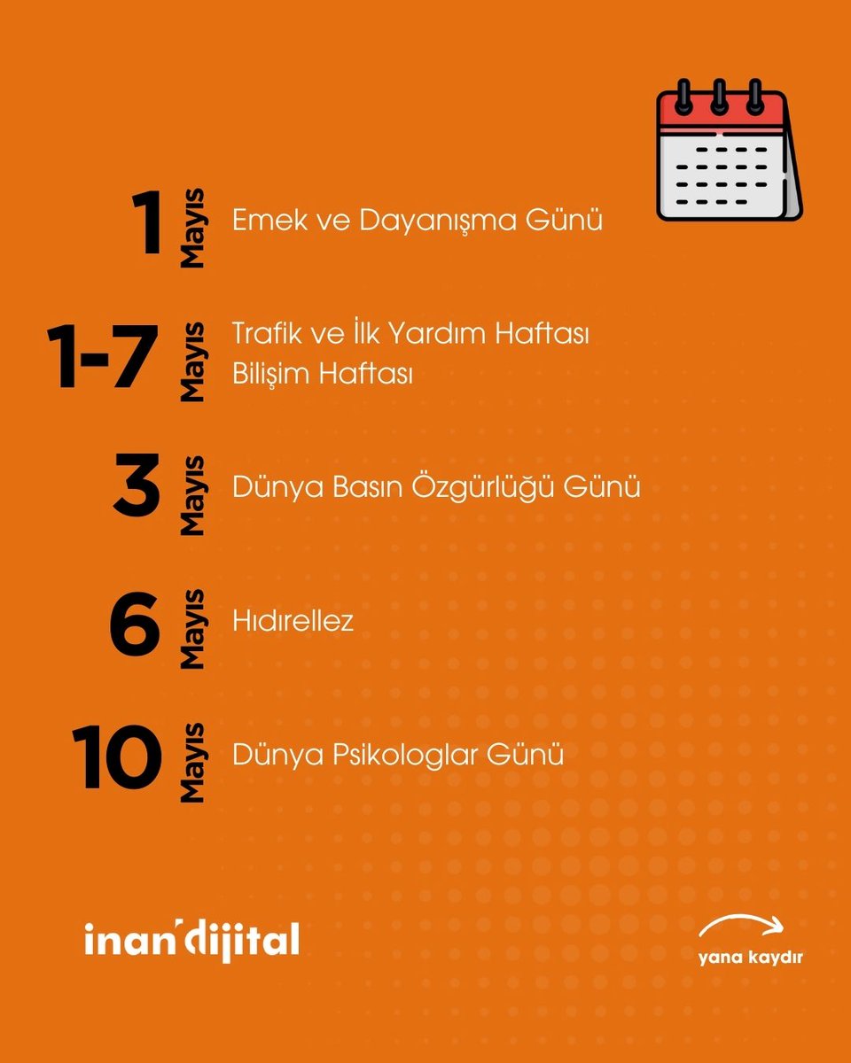 inandijitalcom's tweet image. 📆 Mayıs Ayı Önemli Günler Takvimi Yayında!

📌 Postu kaydedin ve Mayıs ayı boyunca planlamanızı yaparak fark yaratın!

Daha fazla ipucu ve strateji için bizi takip edin ve inandijital.com’u ziyaret edin! 🚀

#SosyalMedya #İçerikPlanlama #InanDijital #DijitalPazarlama