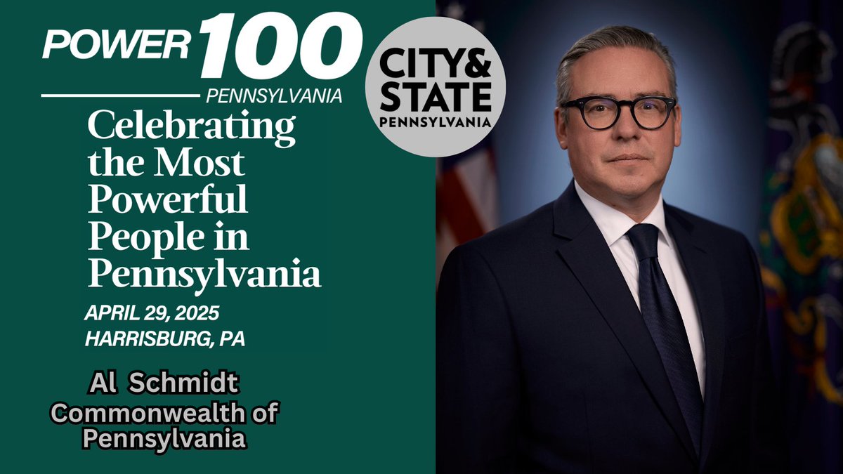 PA Department of State (@pastatedept) on Twitter photo Secretary Schmidt was again named to <a href="/CityAndStatePA/">City & State PA</a>'s Power 100 list for 2025. Under his leadership, the Department is proud to serve all Pennsylvanians.
Read more: cityandstatepa.com/power-lists/20… Secretary Schmidt was again named to <a href="/CityAndStatePA/">City & State PA</a>'s Power 100 list for 2025. Under his leadership, the Department is proud to serve all Pennsylvanians.
Read more: cityandstatepa.com/power-lists/20…