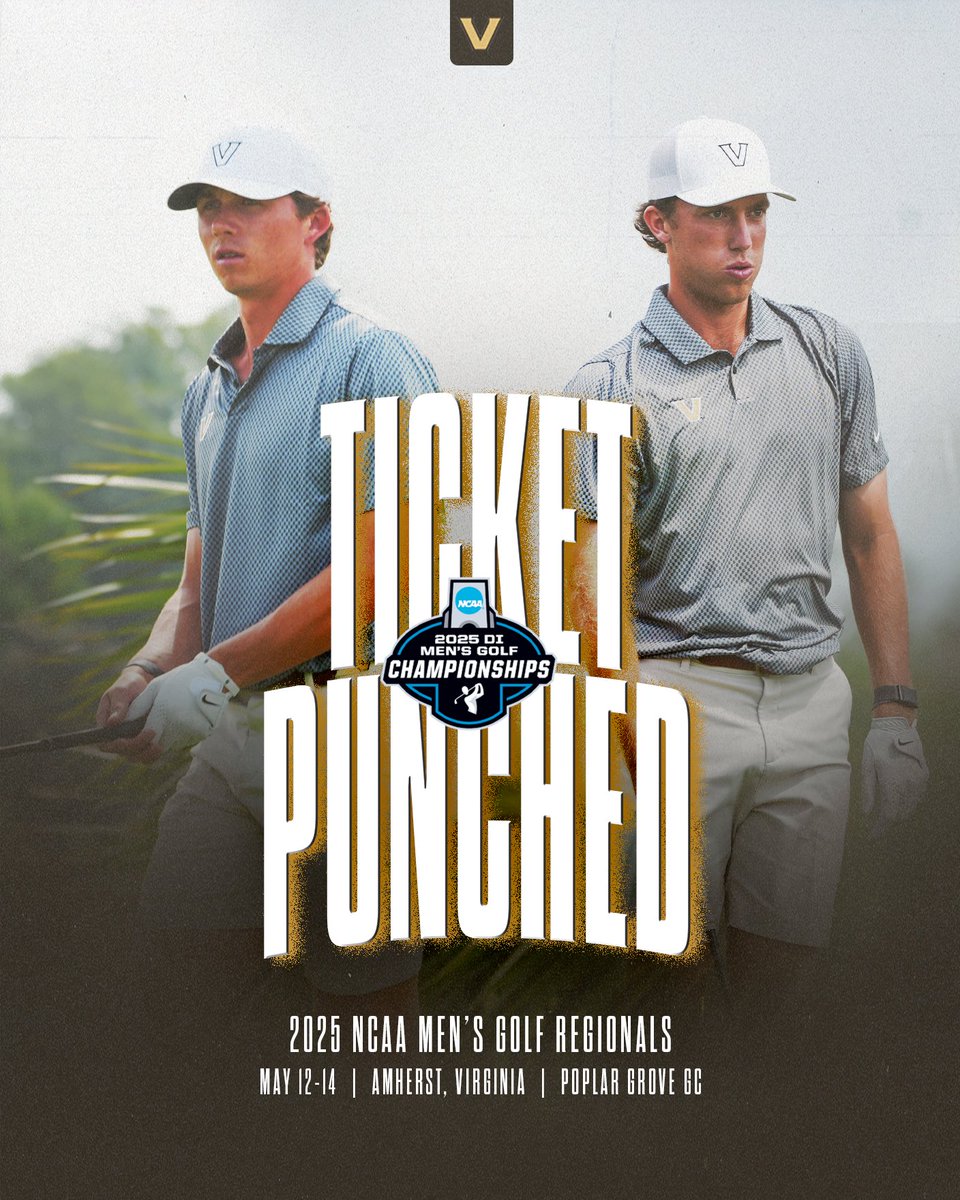 𝗡𝗖𝗔𝗔 𝗥𝗲𝗴𝗶𝗼𝗻𝗮𝗹 🎟️👊

The Dores will be the No. 3️⃣ seed at the Amherst Regional, hosted by Liberty 

Play takes place May 12-14 at Poplar Grove GC in Amherst, Virginia 

⚓️⬇️

#AnchorDown
