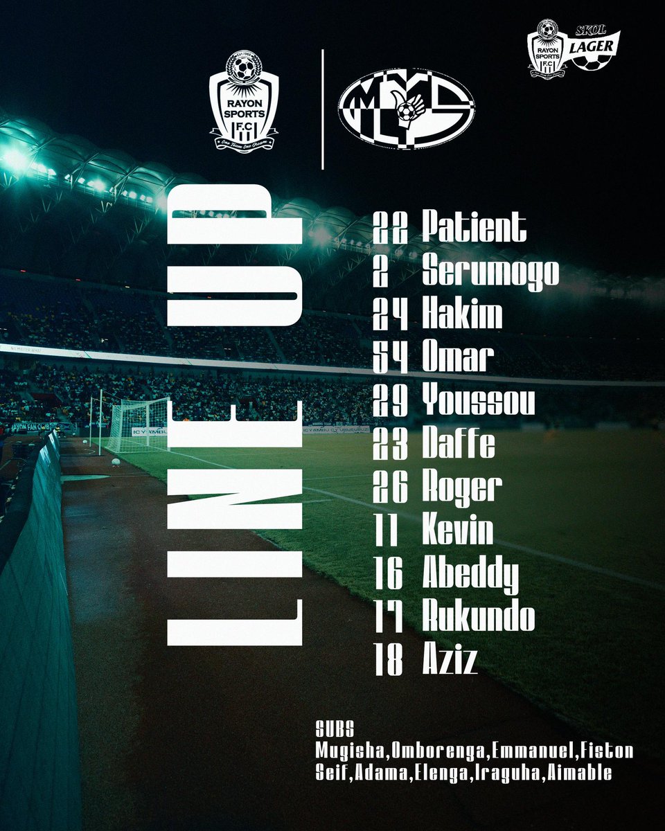 Rayon Sports vs Mukura VS 
Line up