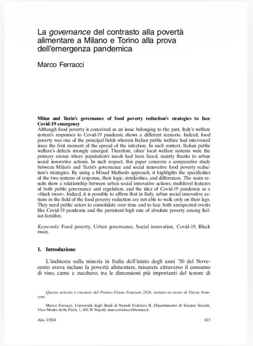 MarcoFerracci4's tweet image. Sono felice di poter condividere la mia ultima pubblicazione che è stata premiata con il premio Flavia Franzoni 2024, un pezzetto di cuore nato dalla mia tesi di dottorato.