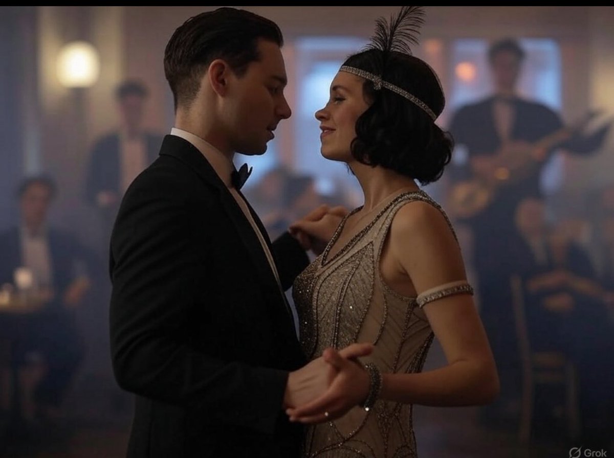 @StellaArtoisGB The roaring 20's 
A magical time to live in 
Paris. Music, Ella Fitzgerald, clothing,
 Picasso, Hemingway all of it.

A.4 dots by nose. 
No  patch under chin 
lines in bow tie 
button on shirt 
Missing yellow rose on left