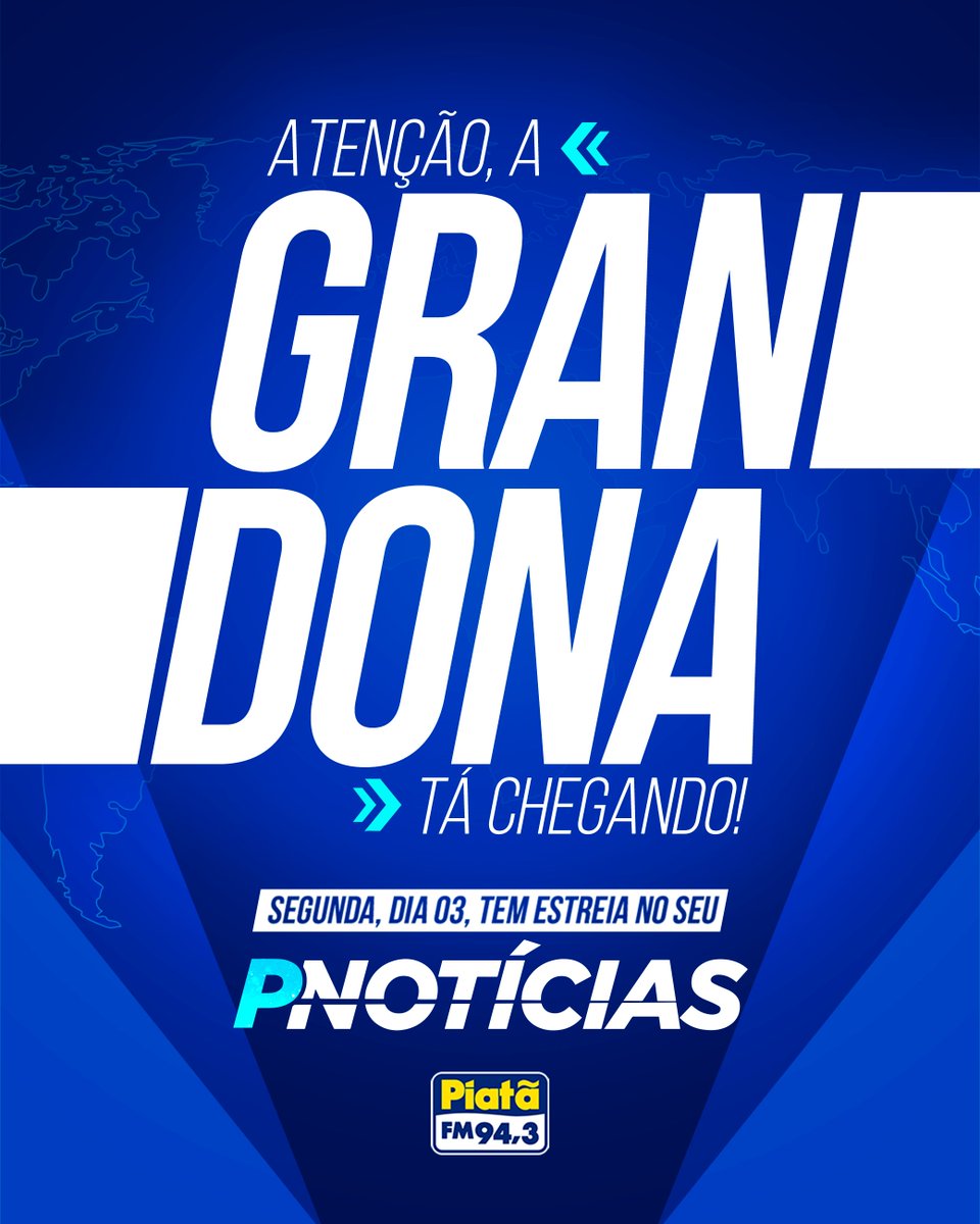 A GRANDONA TÁ CHEGANDO!
Será que vocês arriscam um palpite de quem vai ser a mais nova integrante do #PNotícias, junto com o nosso #RamonLisboa?

NÃO PERCA! Segunda-feira, a partir das 6h, na 94,3!

#Notícia #AGrandonaDaBahia #Jornalista #Locutora #PiatãFM