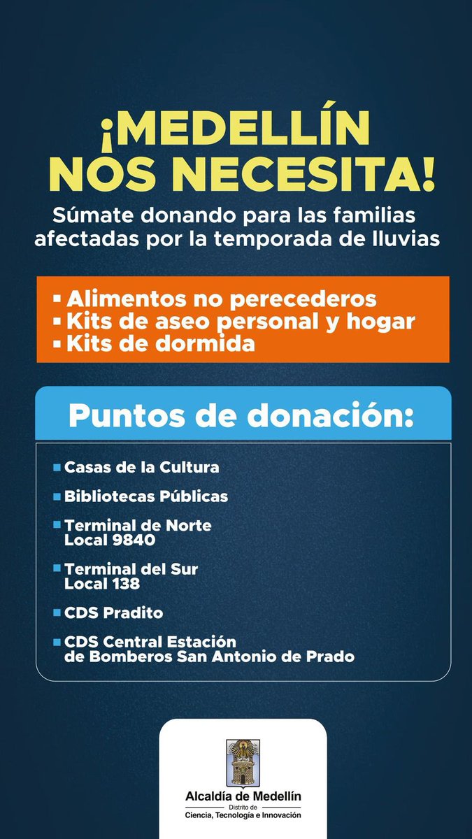 ¡Gracias, Medellín!❤️ Ya hemos recaudado $16.773.000 para apoyar a las familias afectadas por la emergencia. 

En esta ciudad siempre tendemos la mano a quien lo necesita y salimos adelante juntos. 

Súmate y dona en presentes.co/seccion-donaci… o en los puntos de donación
