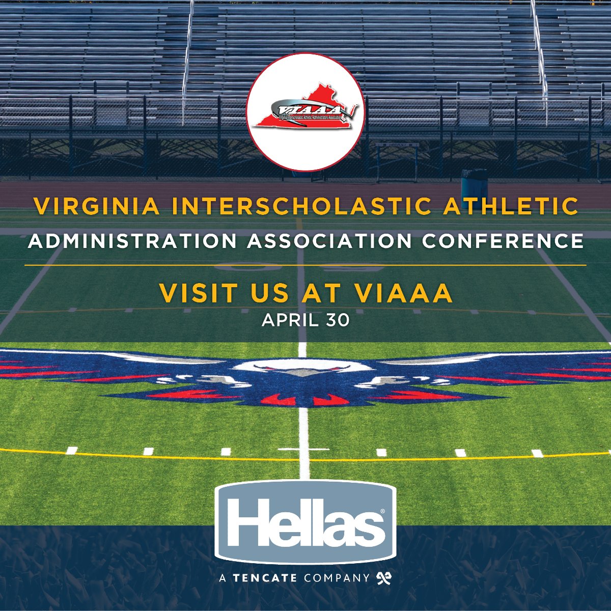We’re at the VIAAA Annual State Conference in Richmond, VA! Stop by our booth to talk top-tier athletic facilities—turf, track, courts, lighting &amp; more. From manufacturing to maintenance, Hellas is with you from start to finish. #VIAAA #MatrixHelix #HellasPride
