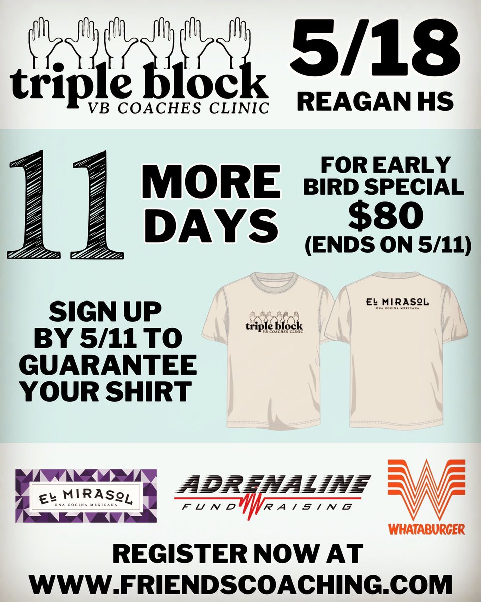 FriendsCoachTX's tweet image. Triple Block VB Coaches Clinic 🙌🙌🙌 Friends Coaching was born from a shared passion: the belief that coaching, at its heart, is about connection and community. Go to friendscoaching.com for more info and to register for what is guaranteed to be something special.