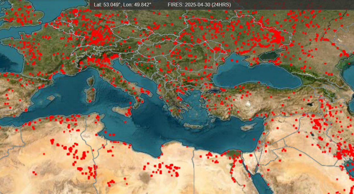 שריפות באזורנו. מתוך לווין נאס"א