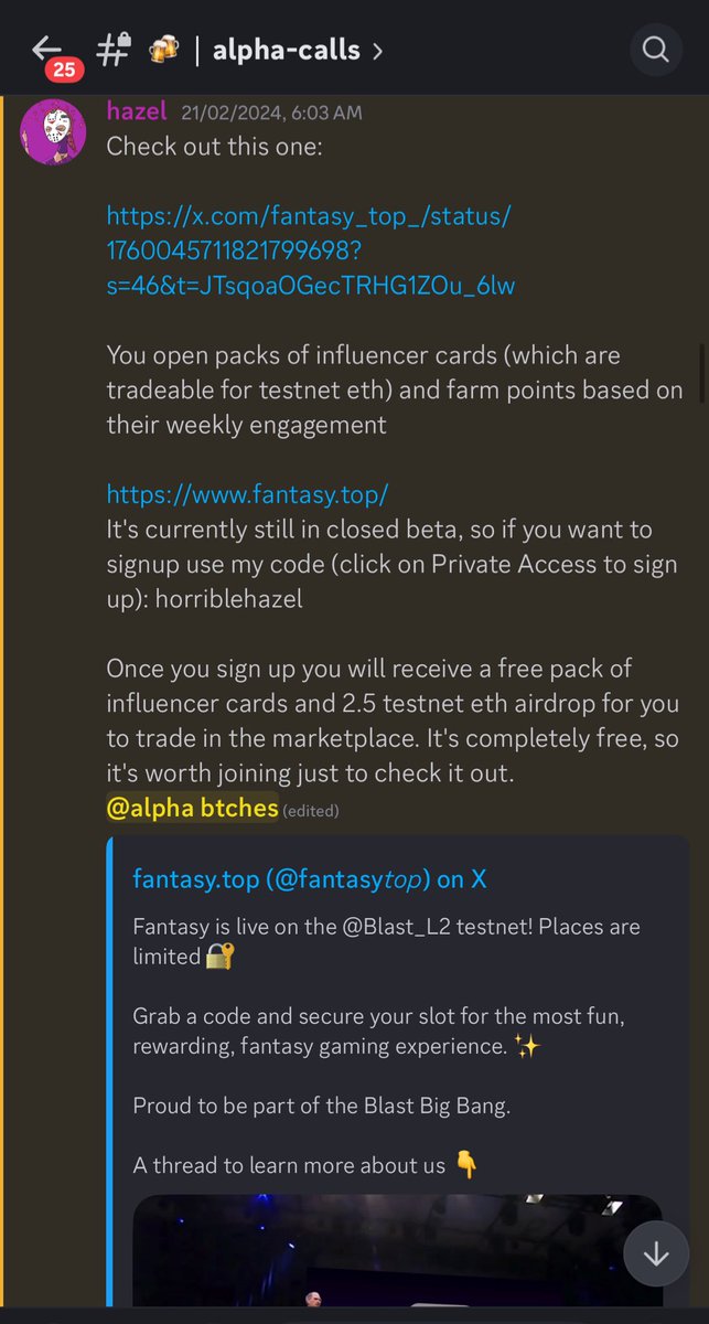 KingPat.eth (@kingpat_eth) on Twitter photo <a href="/agoraz/">agoraz</a> <a href="/fantasy_top_/">fantasy.top</a> I joined on the 21st of Feb 2024
When <a href="/HorribleHazel/">hazel</a> sent us the alpha on the <a href="/btchythings/">btchrock capital</a> server
Grateful forever. <a href="/agoraz/">agoraz</a> <a href="/fantasy_top_/">fantasy.top</a> I joined on the 21st of Feb 2024
When <a href="/HorribleHazel/">hazel</a> sent us the alpha on the <a href="/btchythings/">btchrock capital</a> server
Grateful forever.