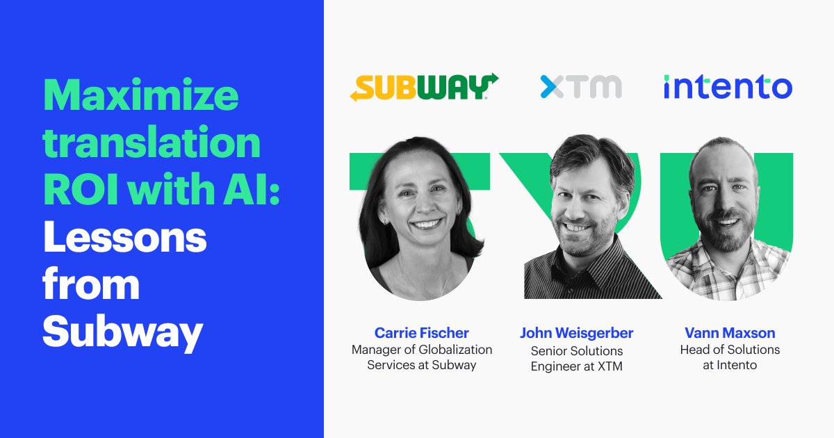 Learn from Carrie Fischer (Subway), John Weisgerber (XTM), and Vann Maxson (Intento) on implementing AI in enterprise localization workflows. Discover how Subway balances translation quality, cost, and efficiency, and get actionable tips here hubs.la/Q03kvXGD0
