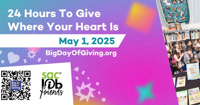 Join with the Friends of the Sacramento Public Library in distributing free books to young readers in our county. Donate today.#bigdayofgiving#friendssaclibrary