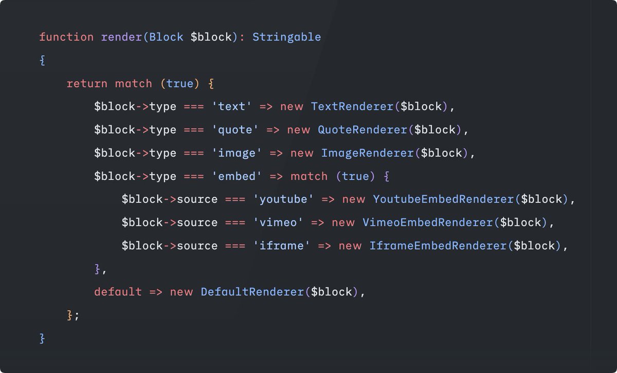 🔥 You can just nest a match block in #php if you need a bit more specificity for a group of matches!

It's neat, clean, and so readable