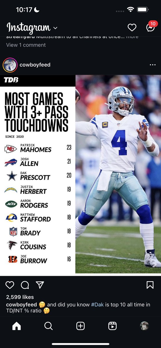 Tpars_boii's tweet image. The only argument you can say about dak is he doesn’t win in the playoffs.. that’s a TEAM thing lol dak is a good on the verge of great QB he doesn’t have elite talent but he has elite Production numbers and film do not lie he’s a top 5 QB in this league compare the numbers.