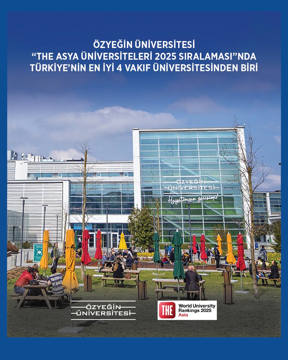Özyeğin Üniversitesi “THE Asya Üniversiteleri Sıralaması”nda Türkiye’nin en iyi 4 Vakıf Üniversitesi arasında yer aldı.

--

Özyeğin University named among the top 4 foundation universities of Türkiye in THE Asia Universities 2025 rankings.

ozyegin.edu.tr/tr/duyurular/3…

#DönüşümünÖzÜ
