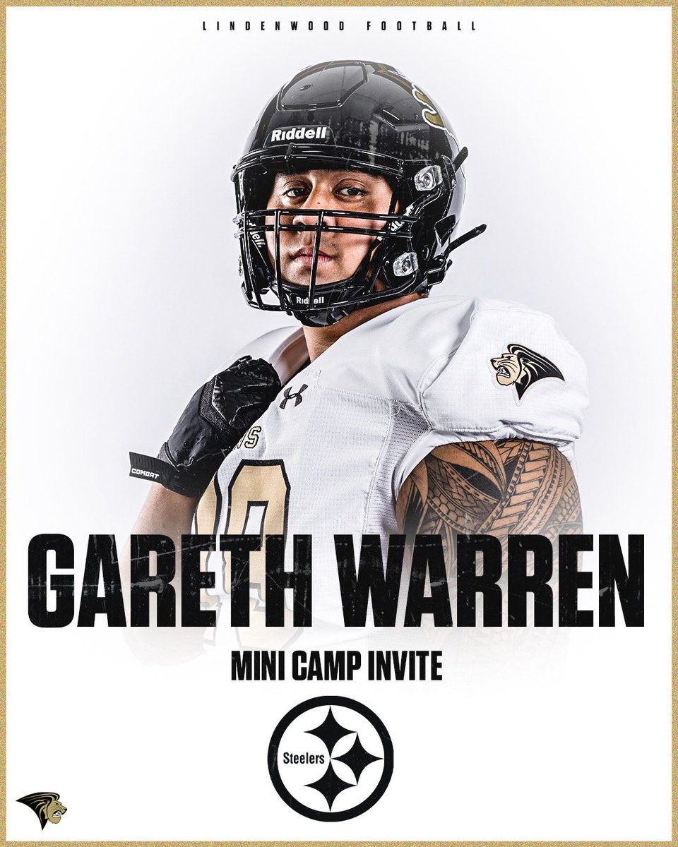 Lindenwood Athletics (@lu_lions) on Twitter photo Gareth Warren of the <a href="/LindenwoodFB/">Lindenwood Football</a> 🦁🏈 team has earned an invite to Pittsburgh Steelers mini camp!
📕 | tinyurl.com/va98fdby
#NewLevel Gareth Warren of the <a href="/LindenwoodFB/">Lindenwood Football</a> 🦁🏈 team has earned an invite to Pittsburgh Steelers mini camp!
📕 | tinyurl.com/va98fdby
#NewLevel