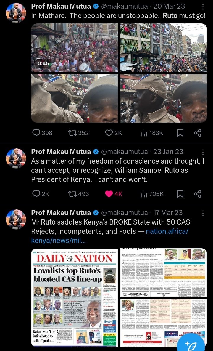 Mandela ✊ (@makori_254ke) on Twitter photo Lol 😂 😂 😂 😂 Enyewe njaa ni kitu mbaya <a href="/makaumutua/">Prof Makau Mutua</a> hapa vipi... "As a matter of my freedom of conscience and thought, I can't accept or recognize <a href="/WilliamsRuto/">William Samoei Ruto, PhD</a> as president of Kenya I can't and won't" end of quotes. So what has changed or its only fools don't change mind??? Lol 😂 😂 😂 😂 Enyewe njaa ni kitu mbaya <a href="/makaumutua/">Prof Makau Mutua</a> hapa vipi... "As a matter of my freedom of conscience and thought, I can't accept or recognize <a href="/WilliamsRuto/">William Samoei Ruto, PhD</a> as president of Kenya I can't and won't" end of quotes. So what has changed or its only fools don't change mind???