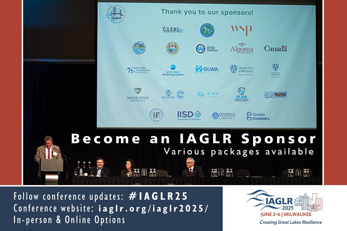 Let us put you in the spotlight! Each year, IAGLR's Conference on Great Lakes Research receives generous support from sponsoring agencies, organizations, and businesses. We look forward to your generosity in making #IAGLR25 a great success. Sponsor info: bit.ly/4iD9ywc