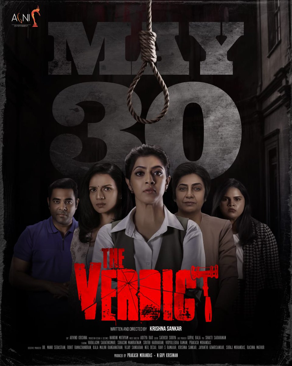 Tamil Live Newsยฎ๏ธ (@tamillivenews) on Twitter photo A gripping murder mystery #TheVerdict - Grand Release in Theatres Worldwide on MAY 30th ๐
Produced by <a href="/AgniEnt/">Agni Entertainment</a>
Written and Directed by <a href="/directionfx/">KrishnaSankar</a>
<a href="/varusarath5/">๐ฝ๐๐๐๐๐๐๐๐ ๐บ๐๐๐๐๐๐๐๐๐๐</a> <a href="/hasinimani/">Suhasini Maniratnam</a> <a href="/sruthihariharan/">sruthihariharan</a> <a href="/GappiGopi/">Gopi Krishnan</a> <a href="/VidyuRaman/">Vidyu Raman</a> @prakashmohandas <a href="/majordomofilms/">Sukumar Thekkepat</a> <a href="/editorsuriya/">Sathish Suriya</a> <a href="/PROSakthiSaran/">PRO Sakthi Saravanan</a> A gripping murder mystery #TheVerdict - Grand Release in Theatres Worldwide on MAY 30th ๐
Produced by <a href="/AgniEnt/">Agni Entertainment</a>
Written and Directed by <a href="/directionfx/">KrishnaSankar</a>
<a href="/varusarath5/">๐ฝ๐๐๐๐๐๐๐๐ ๐บ๐๐๐๐๐๐๐๐๐๐</a> <a href="/hasinimani/">Suhasini Maniratnam</a> <a href="/sruthihariharan/">sruthihariharan</a> <a href="/GappiGopi/">Gopi Krishnan</a> <a href="/VidyuRaman/">Vidyu Raman</a> @prakashmohandas <a href="/majordomofilms/">Sukumar Thekkepat</a> <a href="/editorsuriya/">Sathish Suriya</a> <a href="/PROSakthiSaran/">PRO Sakthi Saravanan</a>