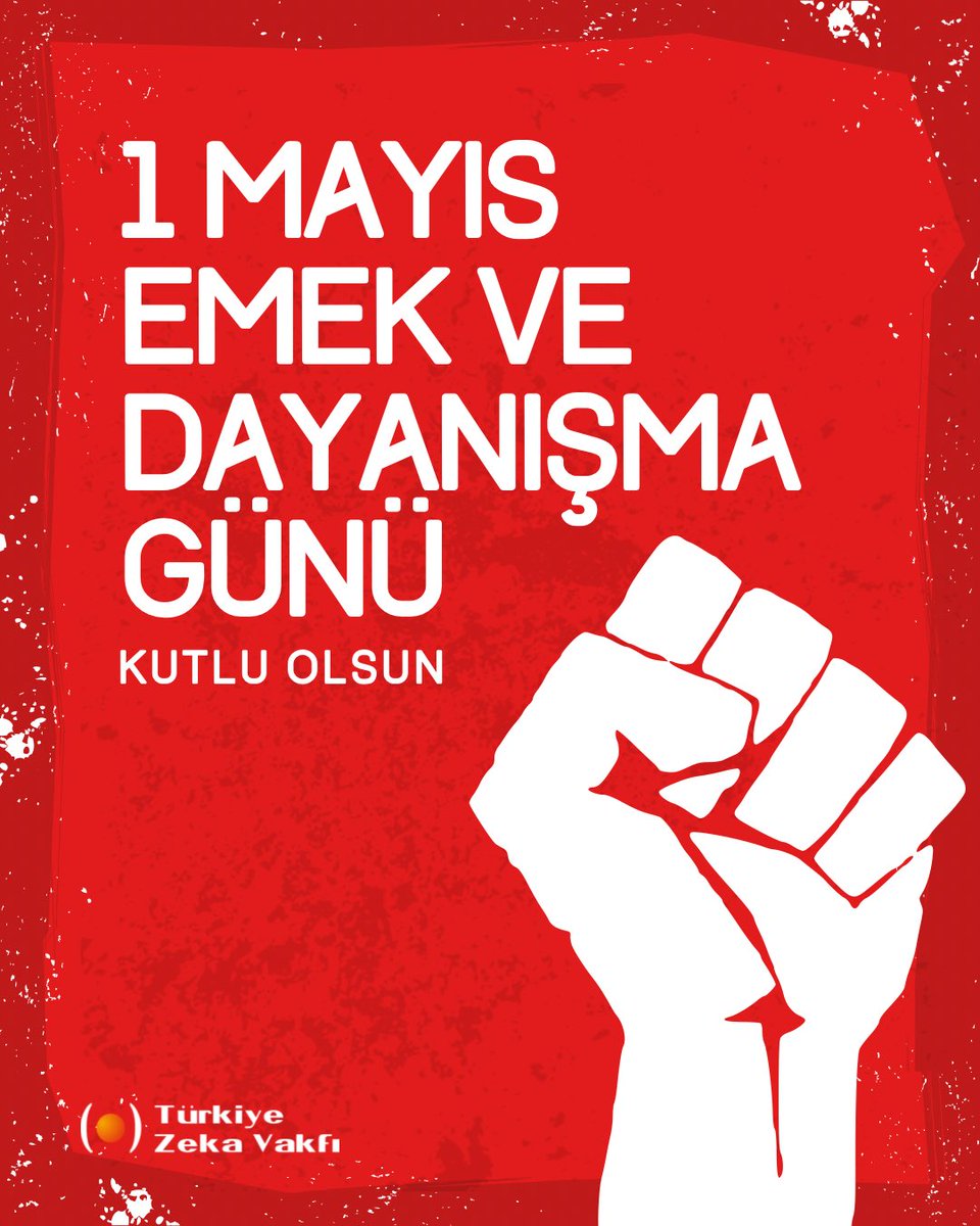 Emek olmadan hiçbir şey büyümez. 1 Mayıs, emeğin gücünü ve dayanışmanın anlamını hatırlama günü.
1 Mayıs Emek ve Dayanışma Günü kutlu olsun! 🌟 
#TürkiyeZekaVakfı #1Mayıs