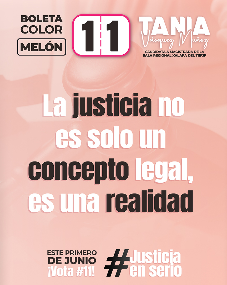 Tanis_Vas's tweet image. La justicia no se queda en el papel: se construye con decisiones que impactan en
la vida cotidiana. 
¡VOTA 1️⃣1️⃣ en la boleta color melón el 01 de junio!👩‍⚖️ 
#Vota11 #Magistrada #Vota1DeJunio #Elecciones2025 #Mujeres
#IgualdadPolítica #NoALaViolencia