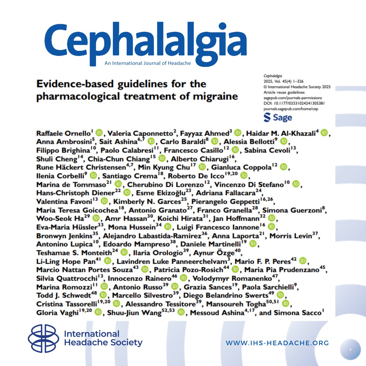📢 New Migraine Treatment Guidelines Out Now! 🧠💊
The International Headache Society and Italian Society for the Study of Headache have published evidence-based guidelines for the pharmacological treatment of migraine, covering both acute and preventive therapies.

Built on