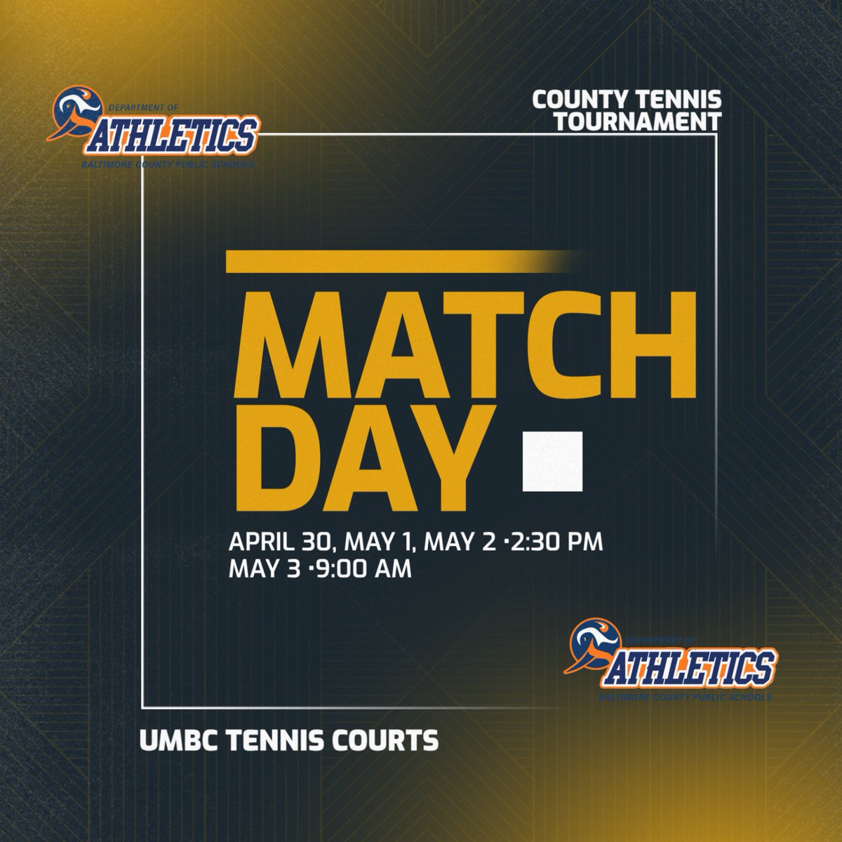 And so it begins... <a href="/BaltCoPS/">Baltimore County Public Schools</a> county championship time!! Tennis starts us off today for the next four days at the UMBC tennis courts. <a href="/BCPSSportsScene/">Sports Scene</a> 
Good luck everyone!!