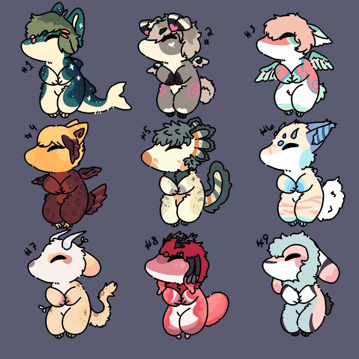 $2 adopt!
☆cashapp/paypal
☆comment the number you want and the payment method
☆making more if these sell well