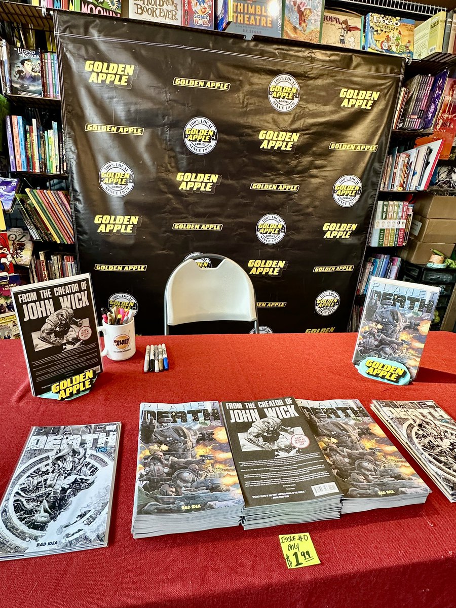 dinesh_s's tweet image. JOHN WICK and PLANET DEATH writer, Derek Kolstad, is signing for the next hour at @GAppleComics!