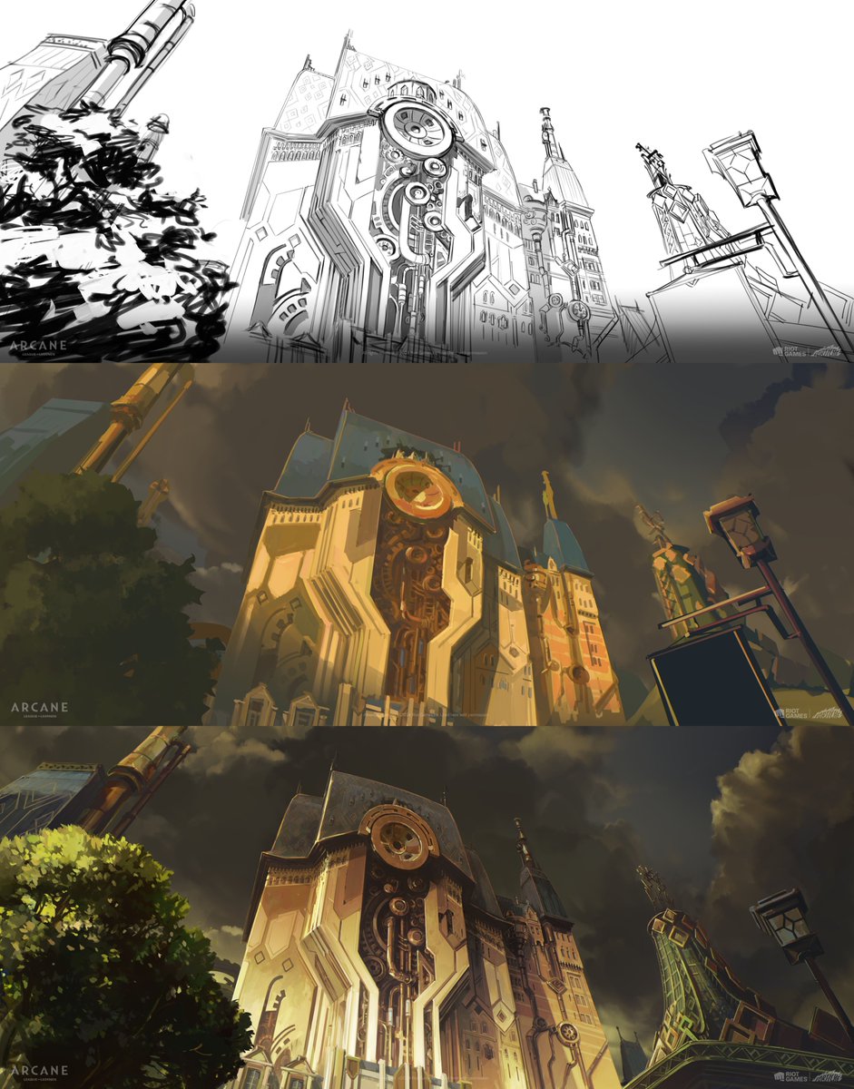 Academy matte painting process by Céline Lorthiois! ⛅️

#arcane #arcaneseason2
