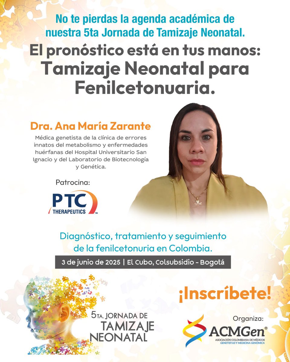 ¡Todo sobre el manejo de la fenilcetonuria en Colombia!

📆 Fecha: 3 de junio de 2025
📍 Lugar: El Cubo, Colsubsidio – Bogotá

📌 Inscríbete ahora y asegura tu cupo:
👉 welcu.com/asociacion-col…